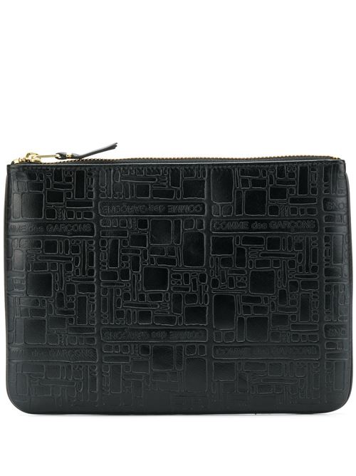 Leather clutch with logo COMME DES GARÇONS WALLET | SA5100EL1BLACK